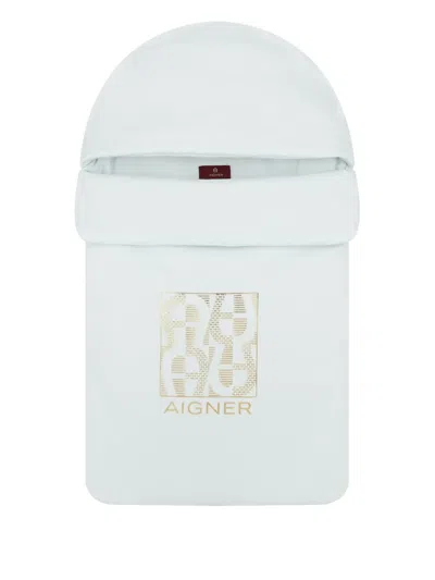 Aigner Logo-print Hooded Sleep Bag In Blue
