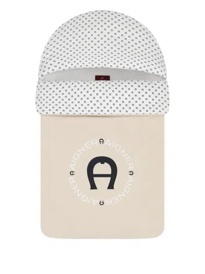 Aigner Logo-print Hooded Sleep Bag In Neutral