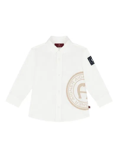 Aigner Babies' Logo-print Long-sleeve Shirt In White