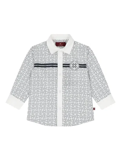 Aigner Babies' Logo-print Long-sleeve Shirt In Blue