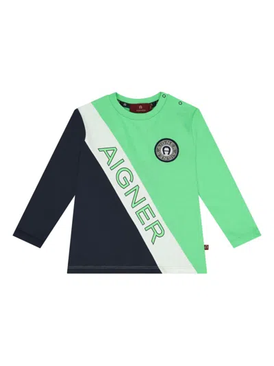 Aigner Babies' Logo-print Long-sleeved T-shirt In Green