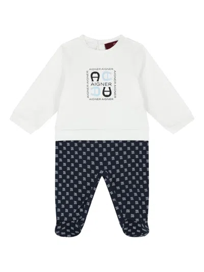 Aigner Babies' Logo-print Pajamas In Blue