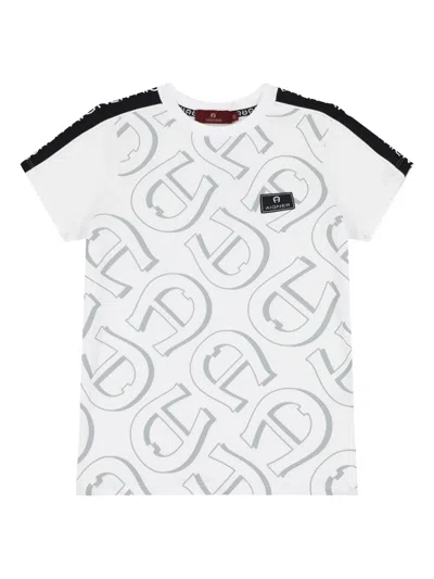 Aigner Kids' Logo-print Panelled T-shirt In White