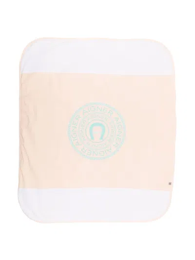 Aigner Logo-print Pima Cotton Baby Blanket In Pink