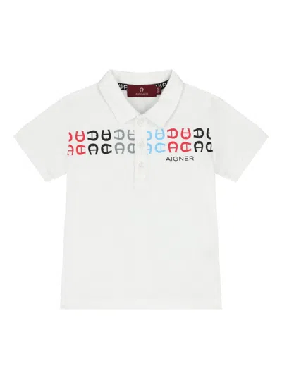 Aigner Babies' Logo-print Polo Shirt In White