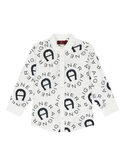 Aigner Kids' Logo-print Shirt In White