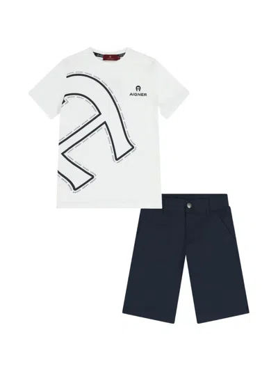 Aigner Kids' Logo-print Shorts Set In White
