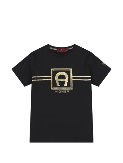Aigner Kids' Logo-print T-shirt In Black