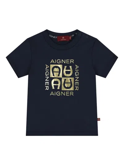 Aigner Babies' Logo-print T-shirt In Blue