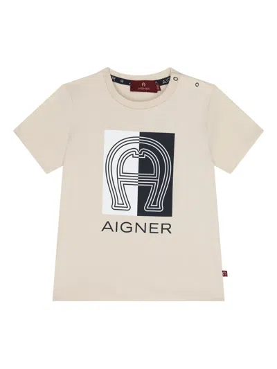 Aigner Babies' Logo-print T-shirt In Neutral