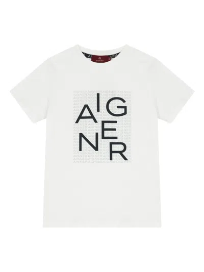 Aigner Kids' Logo-print T-shirt In White