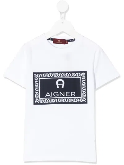 Aigner Kids' Logo Print T-shirt In White