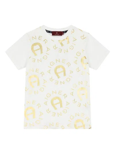 Aigner Kids' Logo-print T-shirt In White