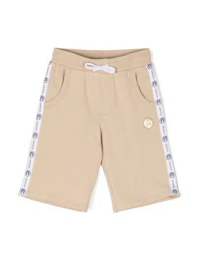 Aigner Kids' Logo-print Track Shorts In Neutrals
