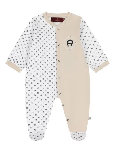 Aigner Babies' Logo-print Two-tone Pajamas In White