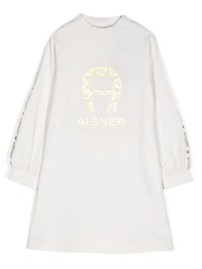Aigner Kids' Logo-printed Dress In White