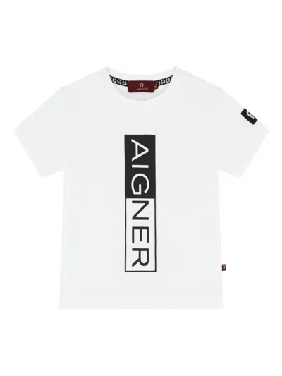 Aigner Babies' Logo-printed Short-sleeve T-shirt In White