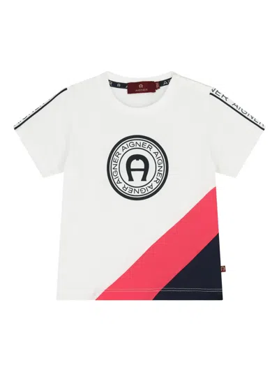 Aigner Babies' Logo-printed Striped T-shirt In White