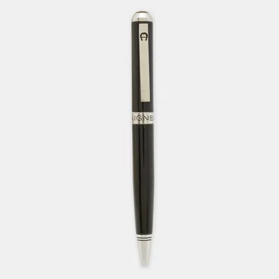 Pre-owned Aigner Logo Resin Silver Tone Ballpoint Pen