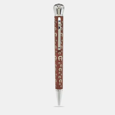 Pre-owned Aigner Logo Resin Silver Tone Ballpoint Pen