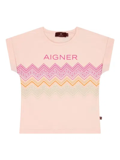 Aigner Kids' Logo T-shirt In Pink