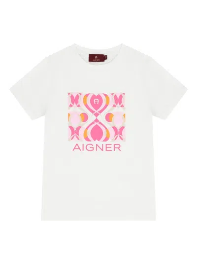 Aigner Kids' Logo T-shirt In White