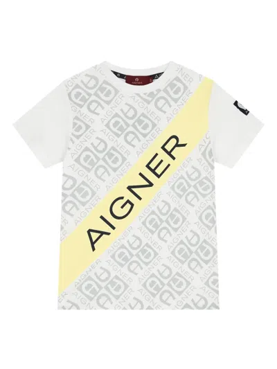 Aigner Kids' Logo T-shirt In White