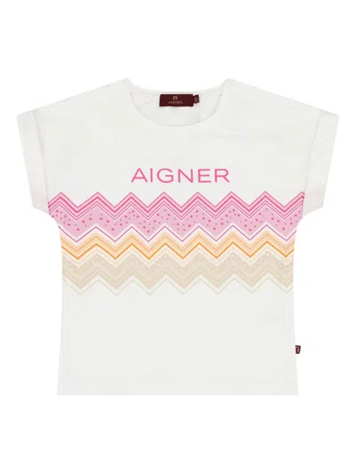 Aigner Kids' Logo T-shirt In White