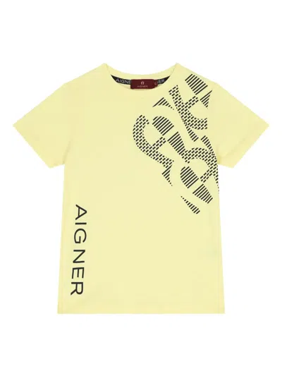 Aigner Kids' Logo T-shirt In Yellow
