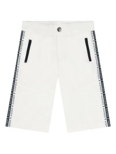 Aigner Kids' Logo-tape Zip-pocket Shorts In White