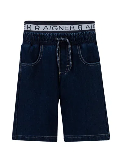 Aigner Kids' Logo-waistband Shorts In Blue