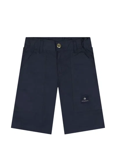 Aigner Kids' Logo-patch Shorts In Blue