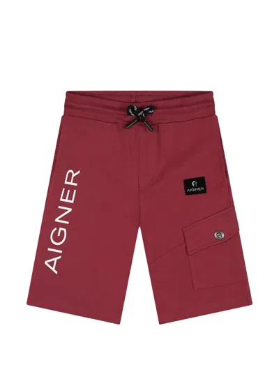Aigner Kids' 로고 프린트 카고 쇼츠 In 레드