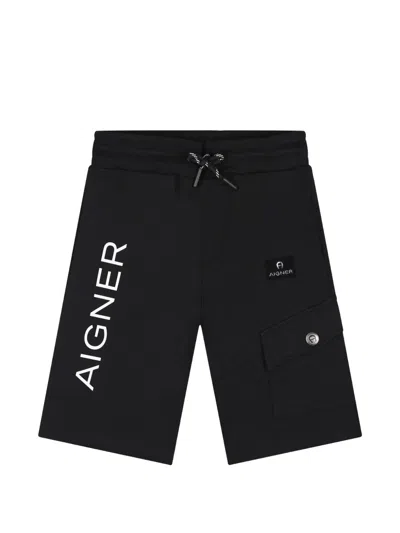 Aigner Kids' Logo-print Cargo Shorts In Black