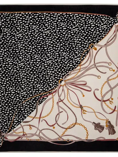 Aigner Logo-print Chain-link Scarf In Black