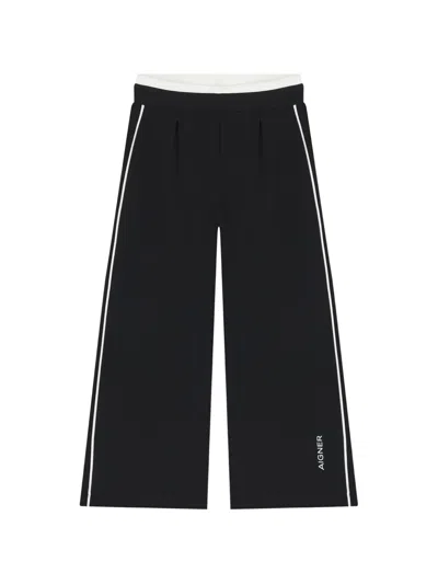 Aigner Kids' Logo-print Palazzo Trousers In Black