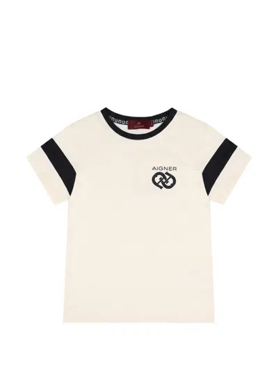 Aigner Kids' Logo-print Panelled T-shirt In Neutrals