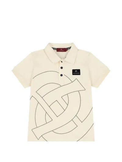 Aigner Kids' Logo-print Polo Shirt In 뉴트럴
