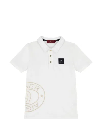 Aigner Kids' Logo-print Polo Shirt In White