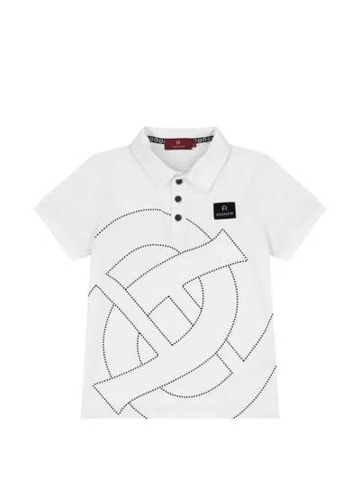 Aigner Kids' Logo-print Polo Shirt In White