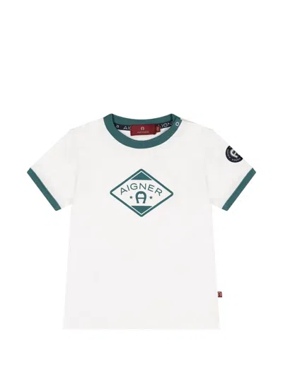 Aigner Babies' Logo-print Ringer T-shirt In White