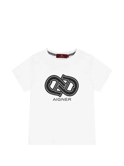 Aigner Kids' Logo-print Short-sleeve T-shirt In White