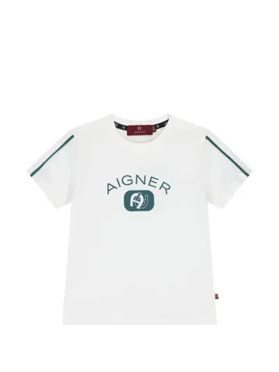 Aigner Babies' Logo-print Striped-sleeve T-shirt In White