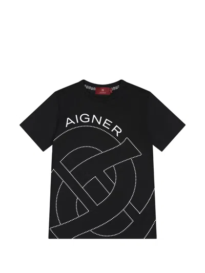 Aigner Kids' Logo-print T-shirt In Black