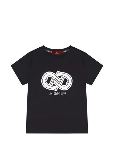 Aigner Kids' Logo-print T-shirt In Black