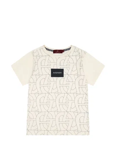 Aigner Kids' Logo-print T-shirt In Neutrals