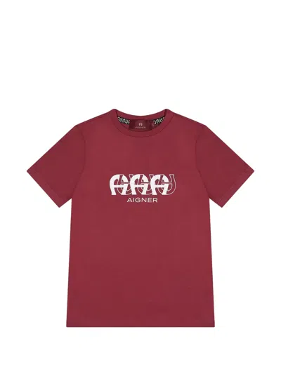 Aigner Kids' Logo-print T-shirt In Red