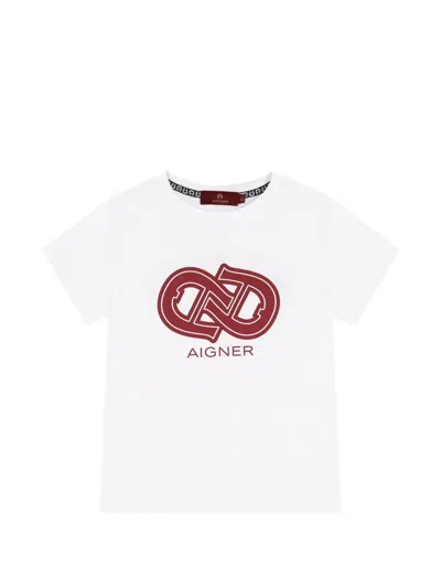 Aigner Kids' Logo-print T-shirt In White