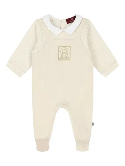Aigner Long-sleeved Babygrow In Neutral