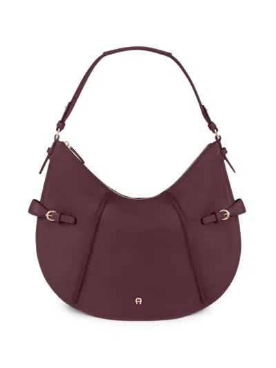 Aigner Medium Cavallo Buckle-detail Hobo Tote Bag In Purple